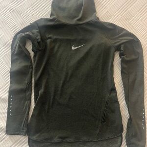 Nike Women’s Olive Green Hooded Dri-FIT Long Sleeve Top